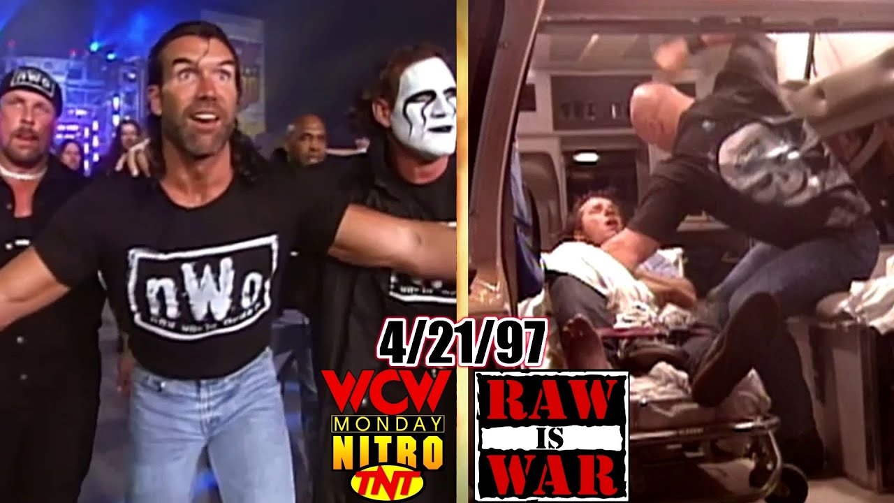 WCW Nitro vs. WWF RAW - April 21, 1997 Full Breakdown - Hart/Austin Ambulance - Nash Shoot/Hall back