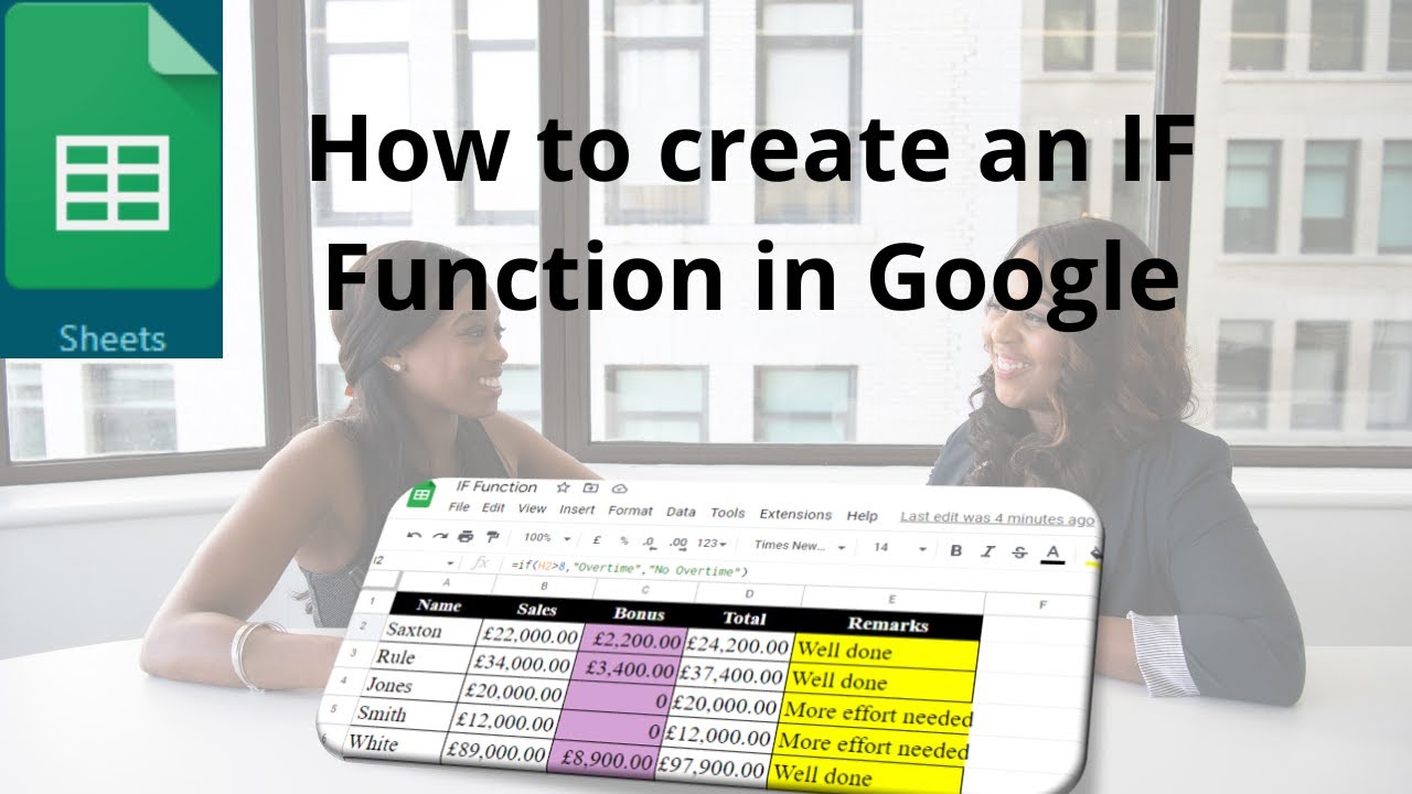 How to use an IF function in Google Sheets
