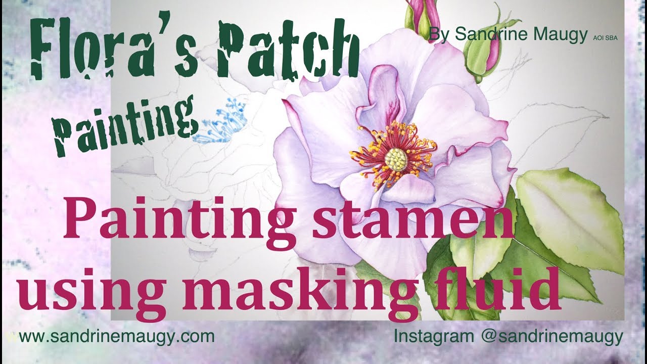 Painting stamen on a rose using masking fluid