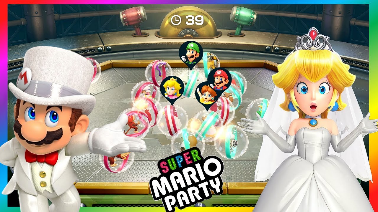 Super Mario Party - Bumper Brawl - Mario Peach VS Luigi Daisy
