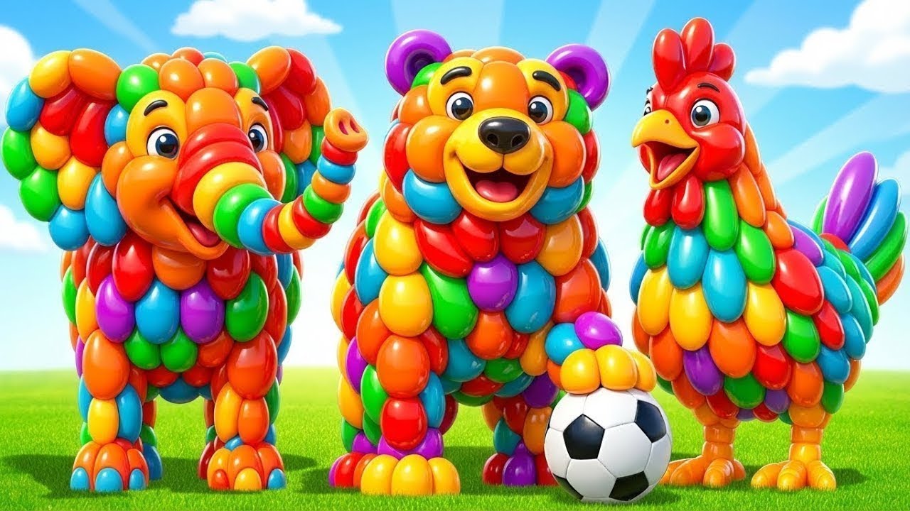 Long Slide Game With Elephant Gorilla Buffalo Hippopotamus Tiger - 3d Animal Game - Funny 3d Animals