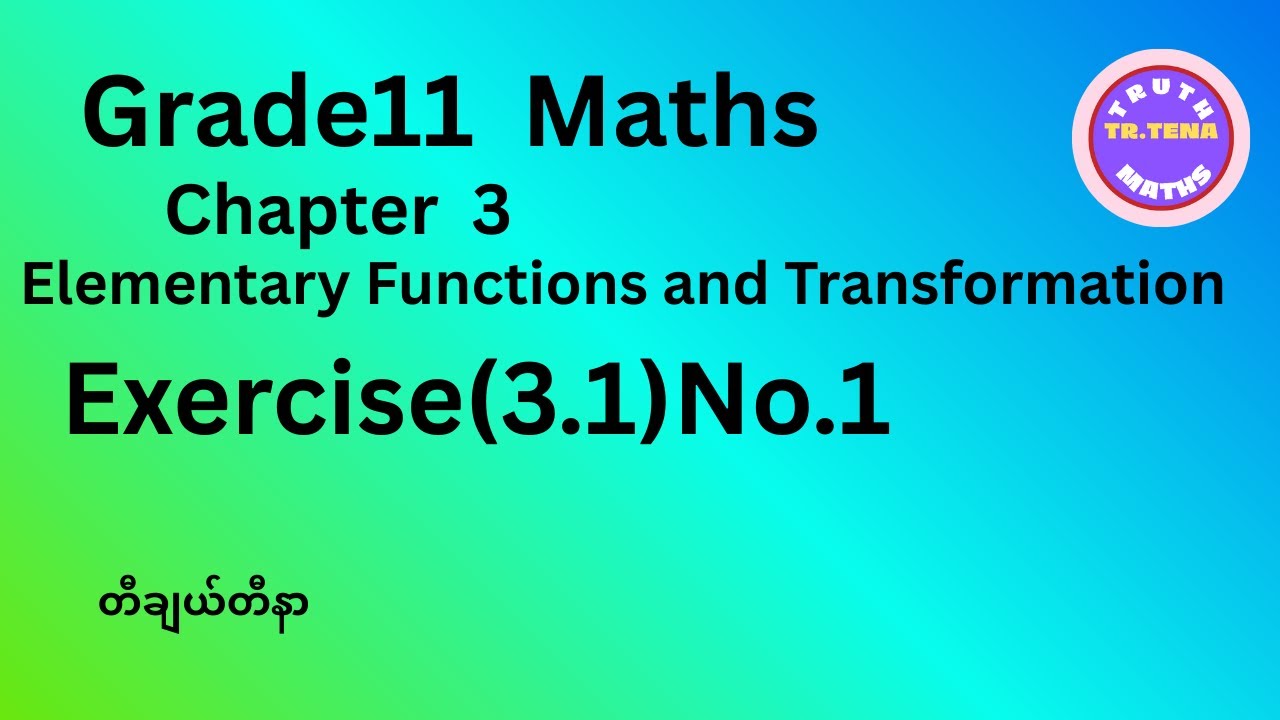 Grade11 maths chapter3, Exercise(3.1)No.1, Elementary Functions and  Transformations, Tena
