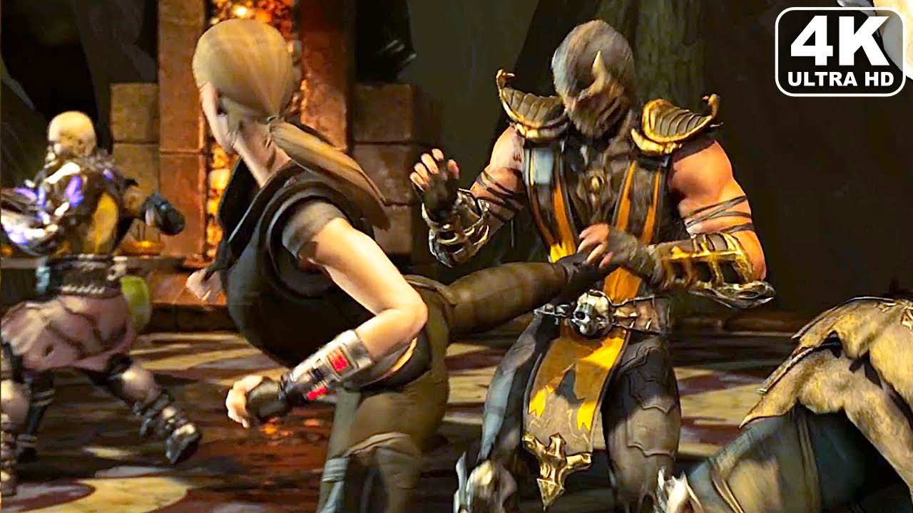 Sonya Vs Scorpion & Sub Zero Fight Scene 4K ULTRA HD - MORTAL KOMBAT X