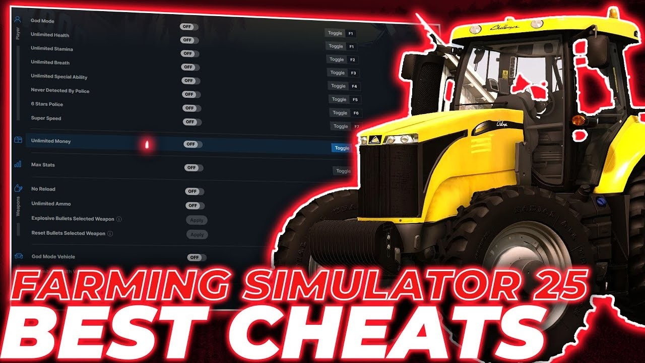 [Free] FARMING SIMULATOR 25 CHEATS TRAINER + 19 MODS | UNLIMITED MONEY , UNLOCK ALL CARS & OTHER