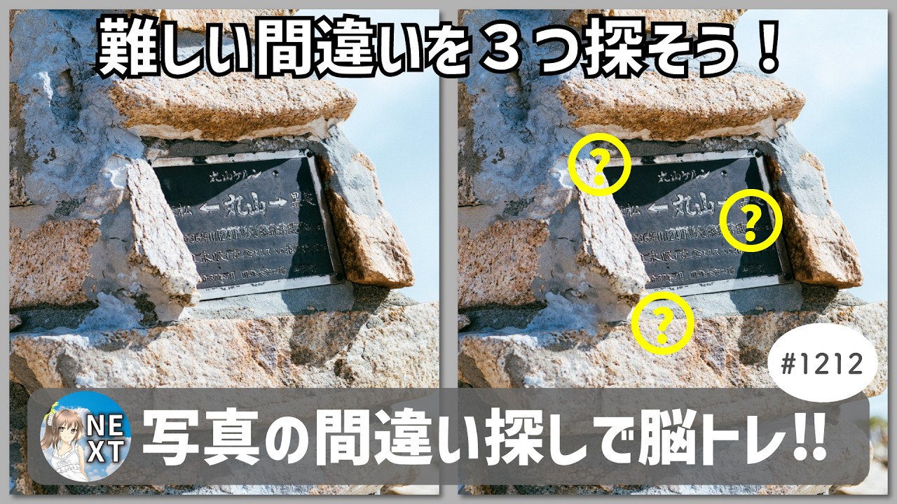 『間違い探し』写真で脳トレ！ #1212 「八方ケルン」「広野町駅の踏切」「ガクアジサイ」【高難易度】｜Find the difference game in photos