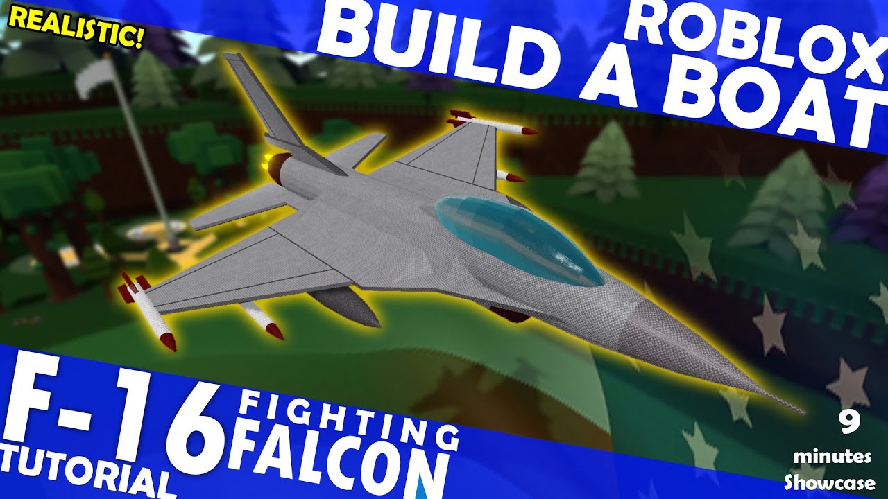 TUTORIAL: F-16 Fighter Jet! How to Make in Roblox Build a Boat! Realistic Micro Block F16! Missiles!