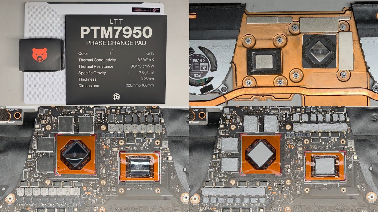 ASUS ROG Zephyrus G14 GA402R Disassembly Thermal Paste PTM7950 Thermal Grizzly Putty Pro Application