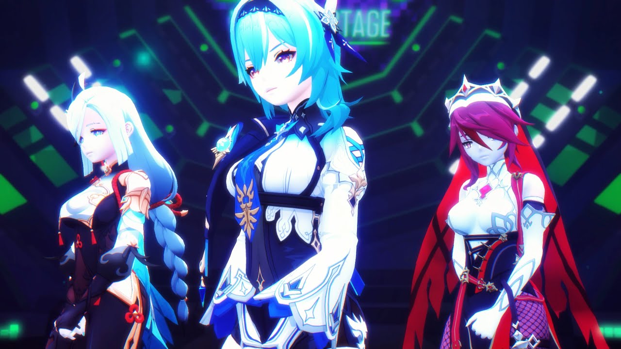 [Genshin Impact MMD] - Shenhe | Eula | Rosaria - [DUN DUN By EVERGLOW]