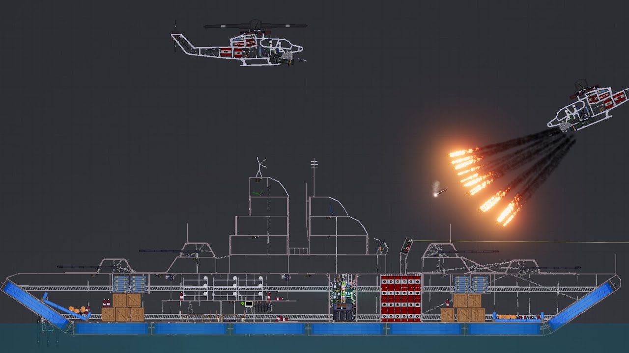 Helicopters attack warships - People Playground