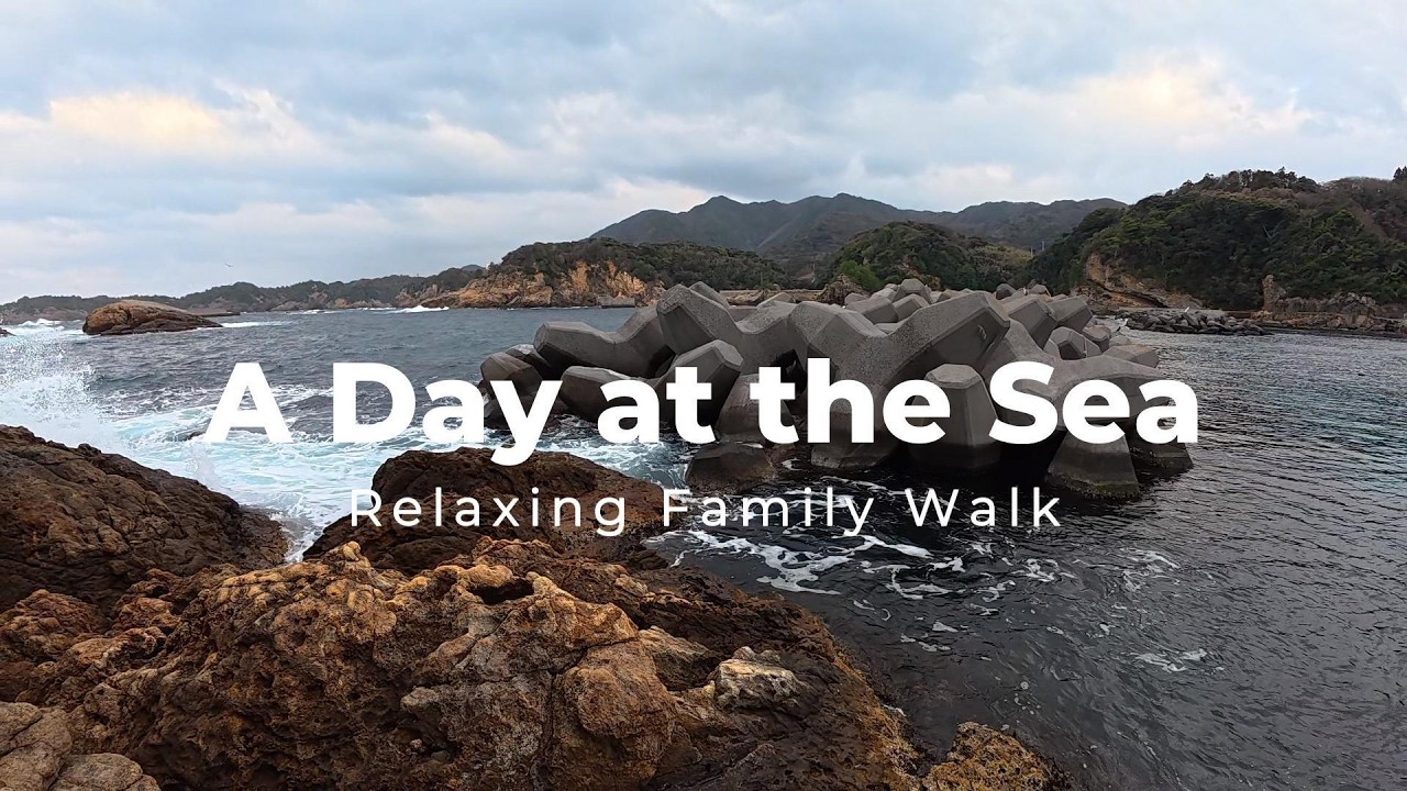 [Vlog] Relaxing Family Walk on a Quiet Beach - Japanese Countryside Scenery