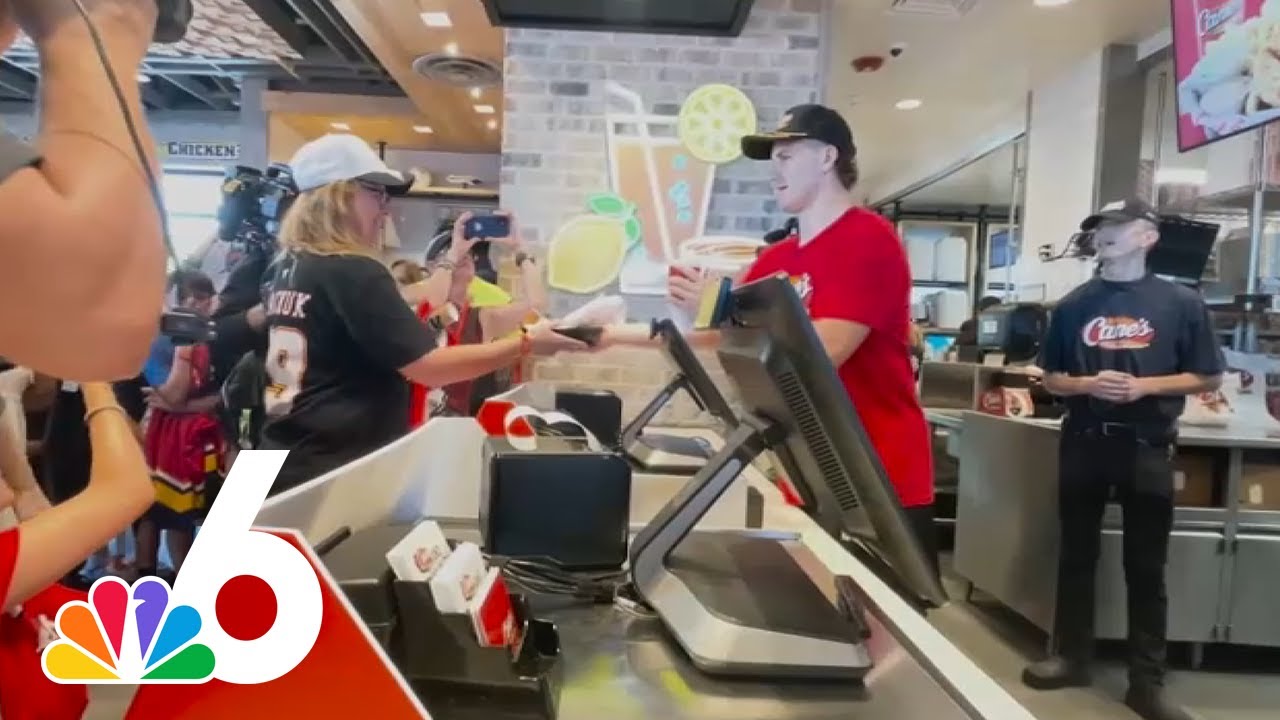 Panthers' Matthew Tkachuk celebrates Stanley Cup win at Raising Canes
