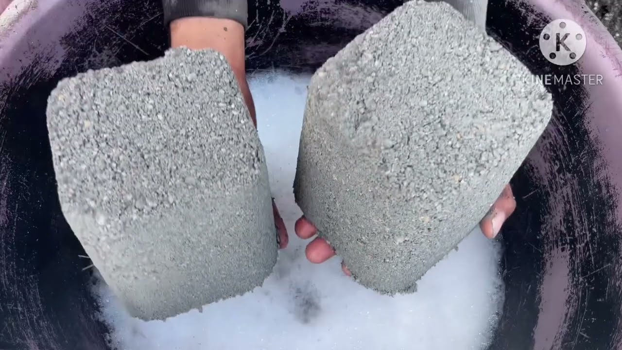 Charcoal stone full dusty texture crumbling in water #satisfying ￼