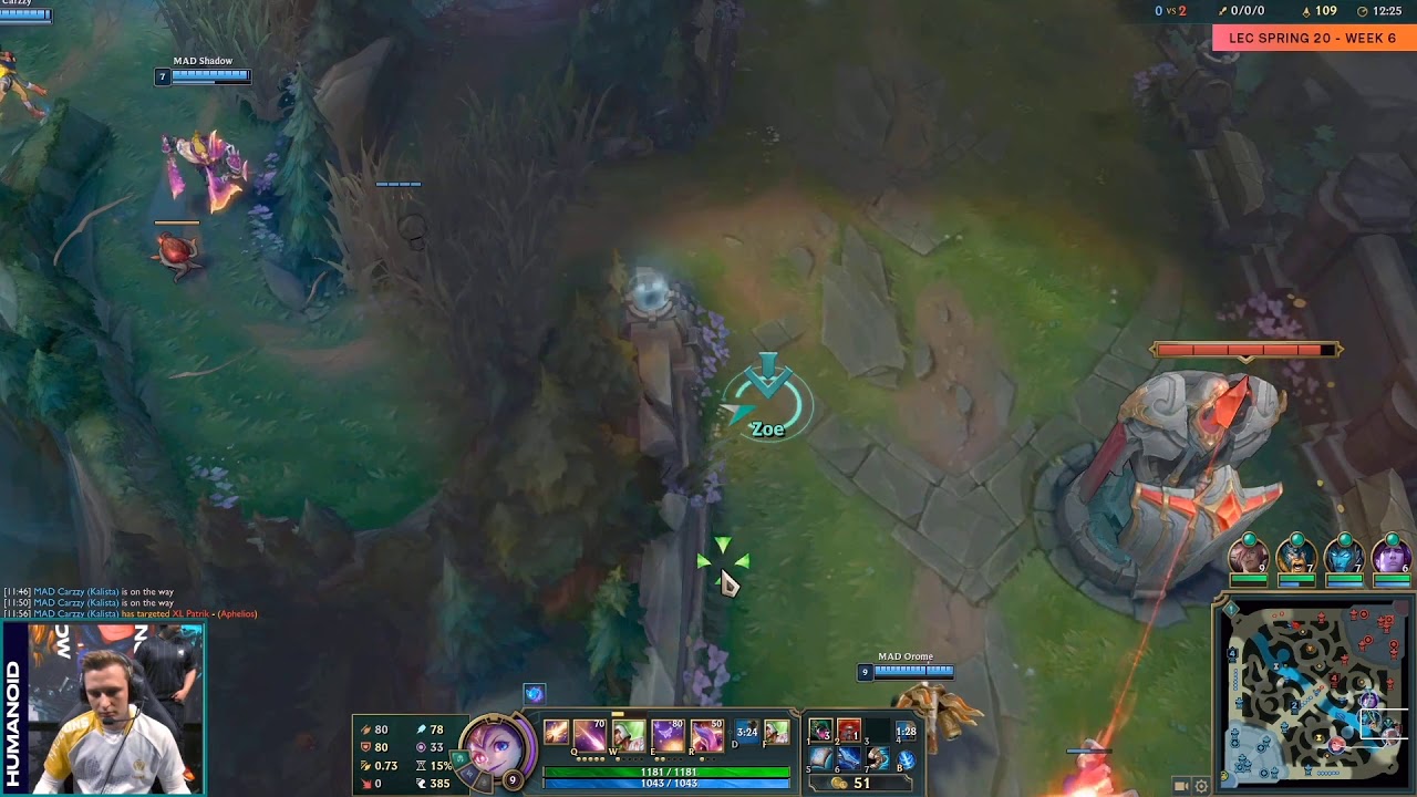 [MAD Humanoid Pro View] MAD VS XL Humanoid Zoe mid | LEC Spring 2020 Humanoid perspective