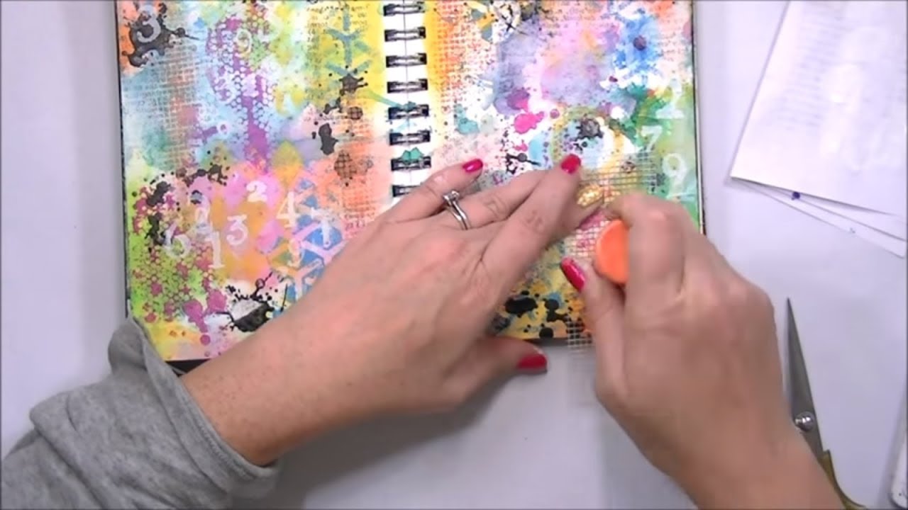 Art Journal Page → Ranger Paint Dabbers With Stamps and Stencils