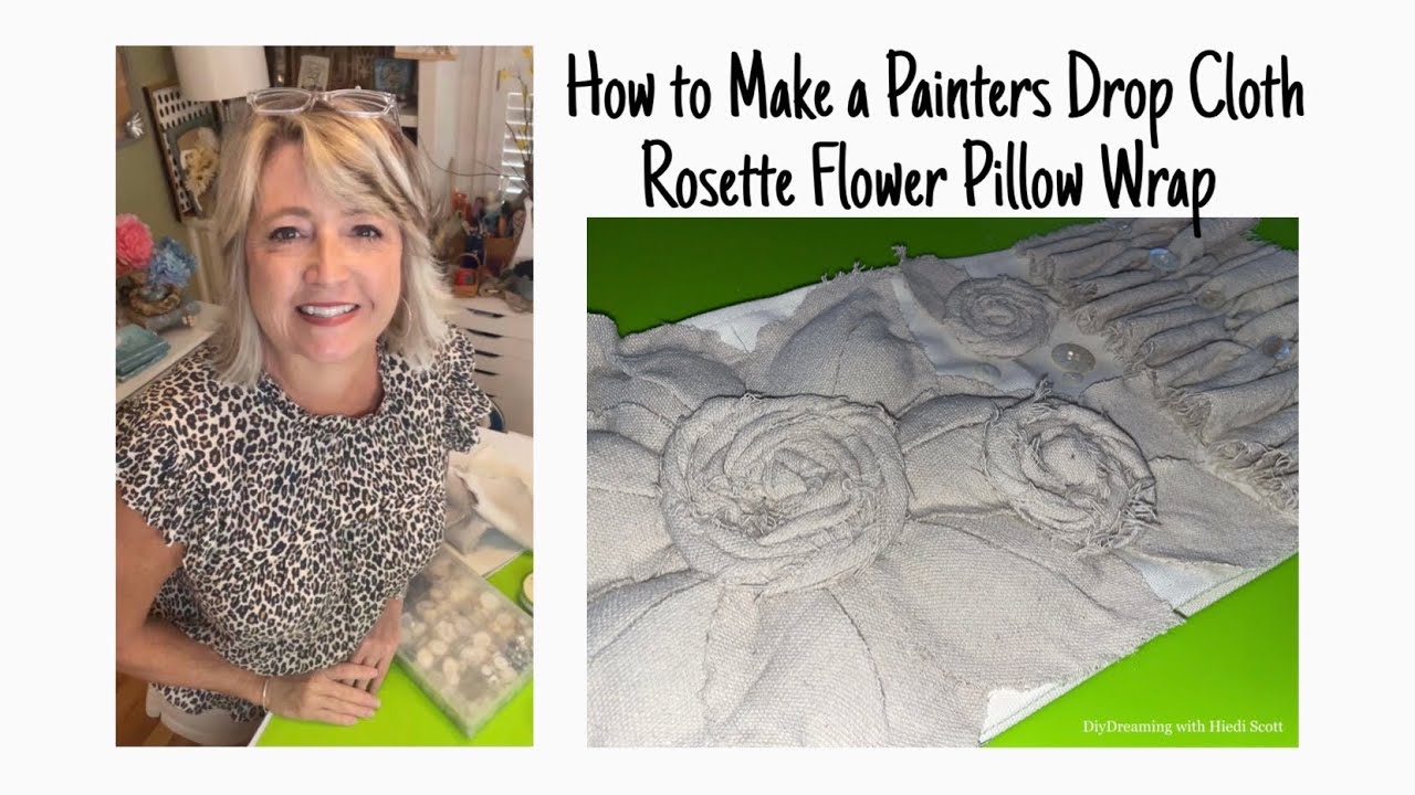 How to Make a Painters Drop Cloth Rosette Flower Pillow Wrap | Magnolia Design Co