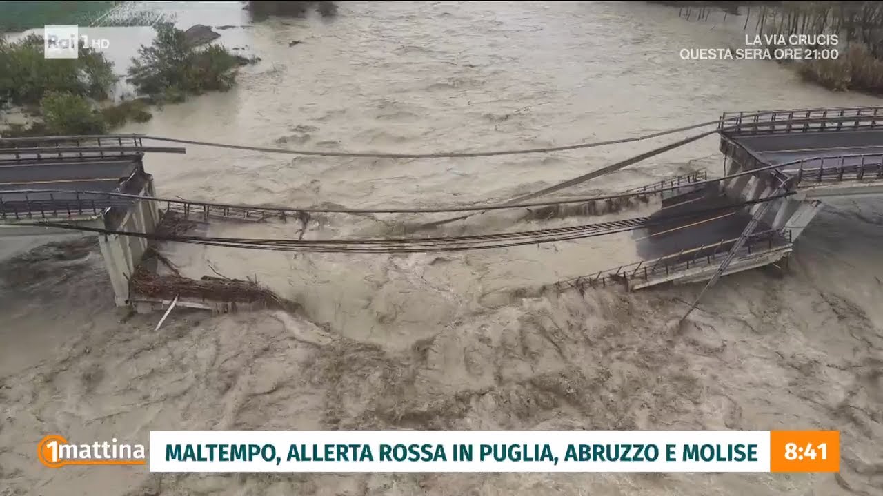 Crollo ponte tra Abruzzo e Molise, causa maltempo - Unomattina 03/04/2026