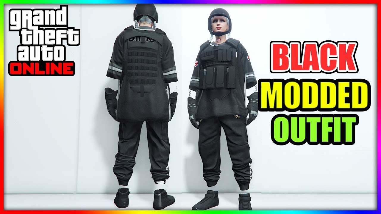 GTA5 FEMALE FULL BLACK MODDED OUTFIT LOGOS, ARMOR, JOGGERS & MORE CLOTHING GLITCH FULL TUTORIAL!