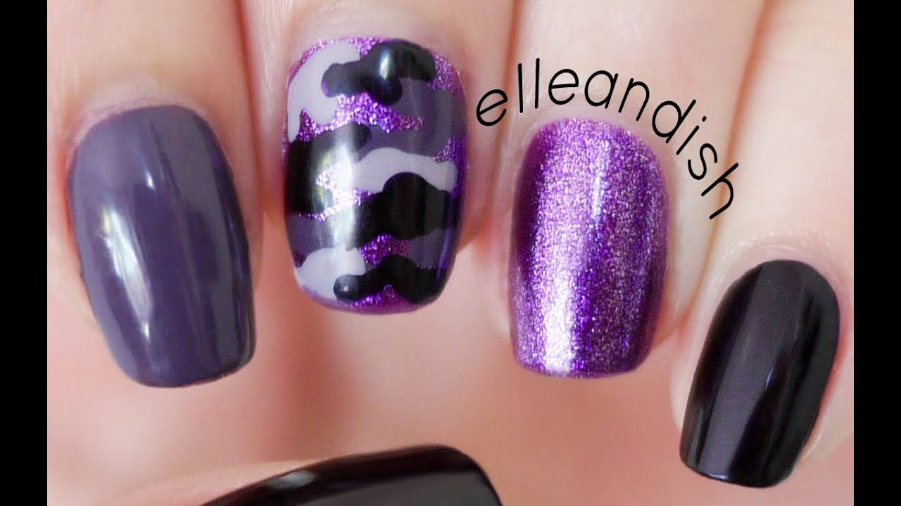 Easy Purple Camouflage Nails