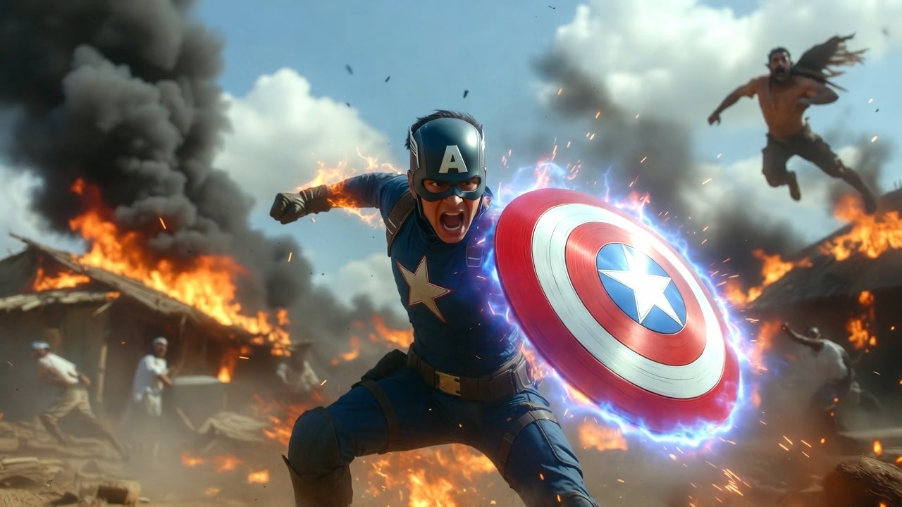 Poor Captain America vs Bandits – Fighting for His Mother ❤️🔥