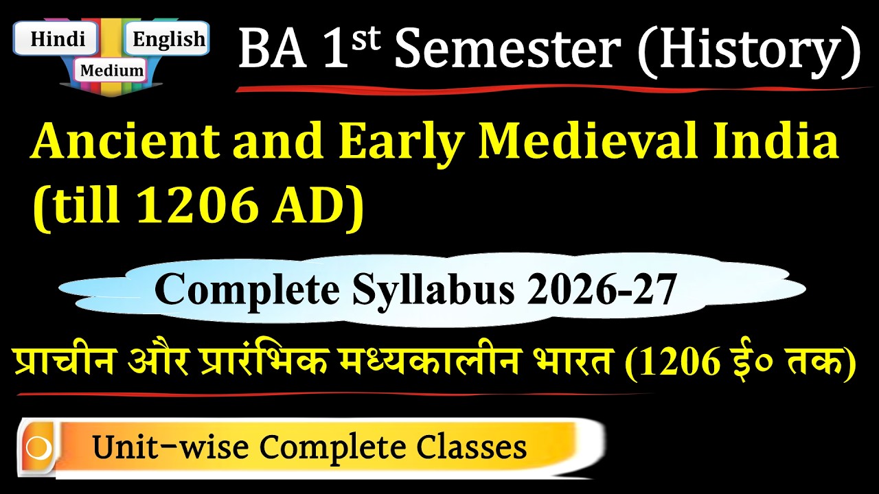 BA 1st Semester History Syllabus 2025 | Ancient and Early Medieval India Till 1206 A.D