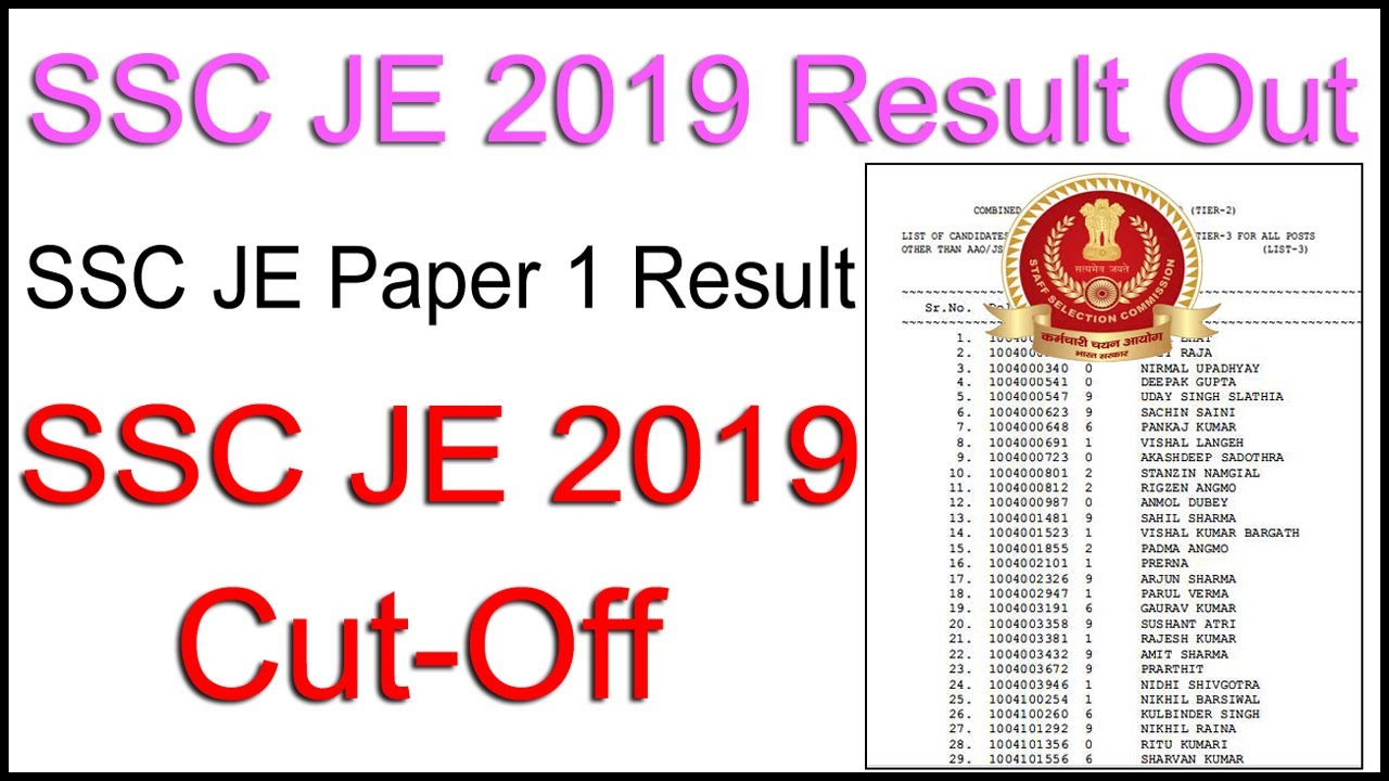 SSC JE 2019 Cutoff|SSC JE 2019 Result|No Of Candidate Qualified SSC JE|How To Check SSC JE Result