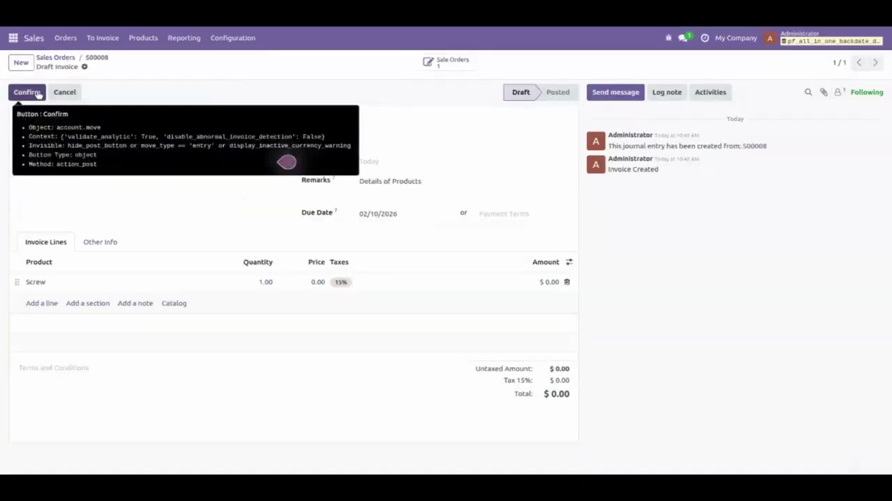 Advanced Sale, Delivery & Invoice Backdate