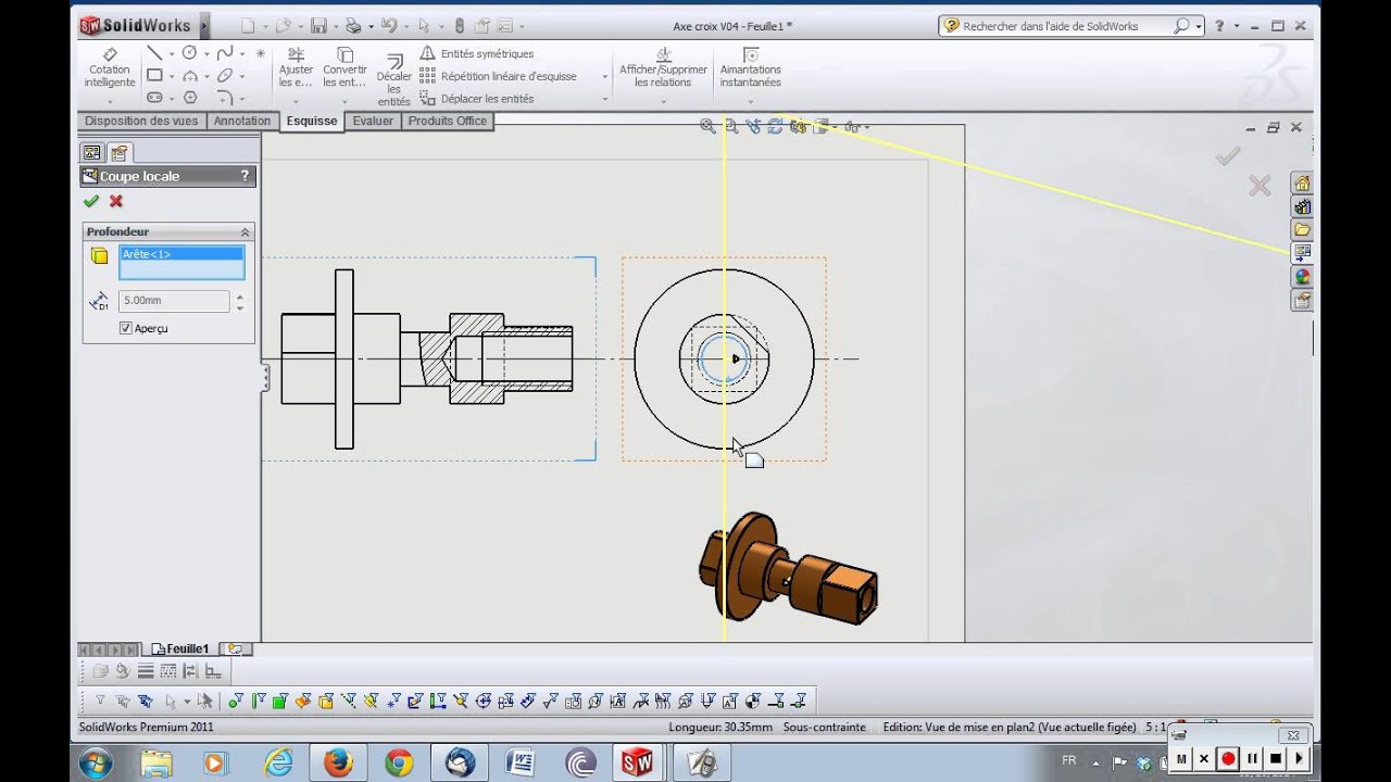 solidworks mise en plan forme de révolution