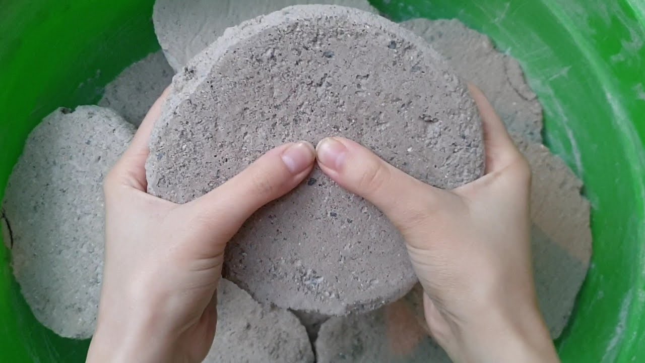 ASMR - FAST gritty dusty cement slabs crumble+ mixing