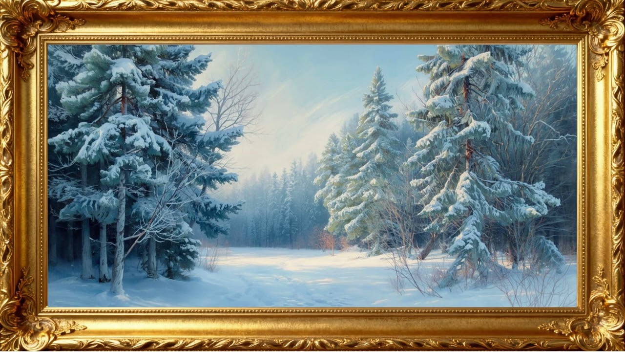 Calm Frosted Landscape &ndash; 4K Oil Painting Wallpaper for Relaxing Homes | 4K Frame TV Art