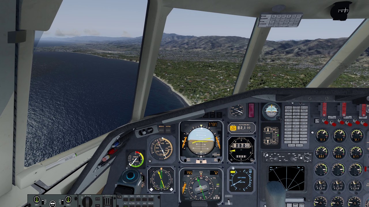 [P3D4] Flysimware Falcon 50 landing in KSBA (Santa Barbara), 16kts crosswind.