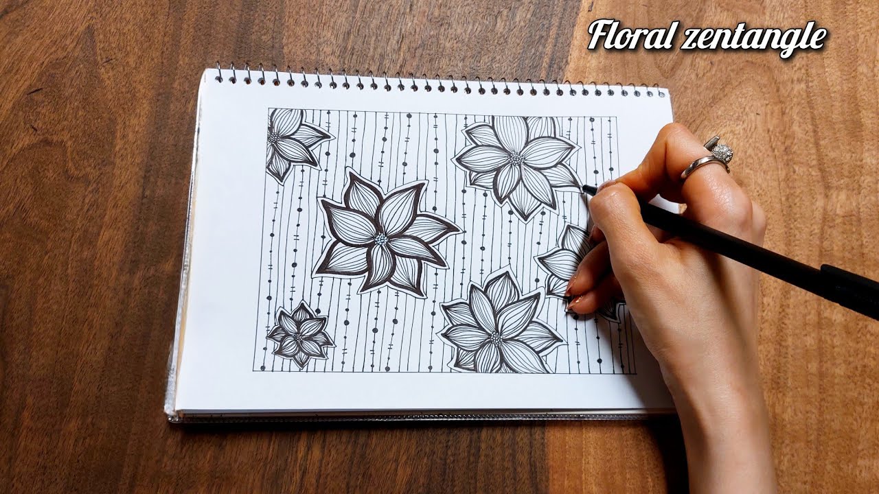 Easy Floral Zentangle for Beginners | Relaxing Step by Step Draw