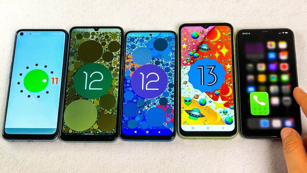 Nokia G31 + Samsung A14 + Xiaomi RN 11 + OPPO A54 + iPhone PM 11 Voice Conference Incoming Call