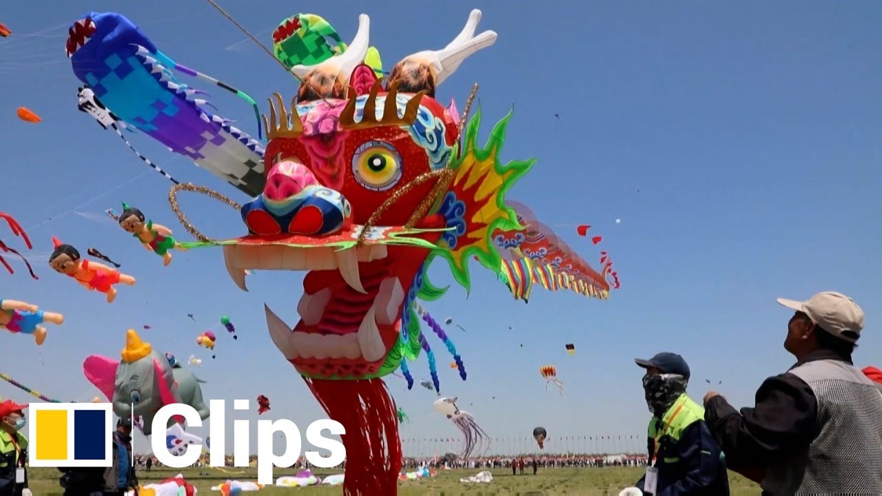 China&rsquo;s annual kite festival takes off with 280-metre-long &lsquo;dragon&rsquo; in the sky