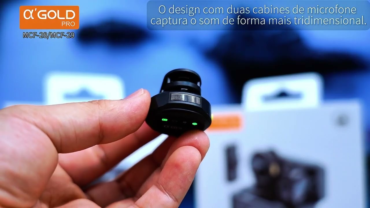 Microfone Lapela C/2 Sem Fio P/TYPE-C+Base Carregamento,Cancelamento de Ru&iacute;do A'GOLD MCF-29