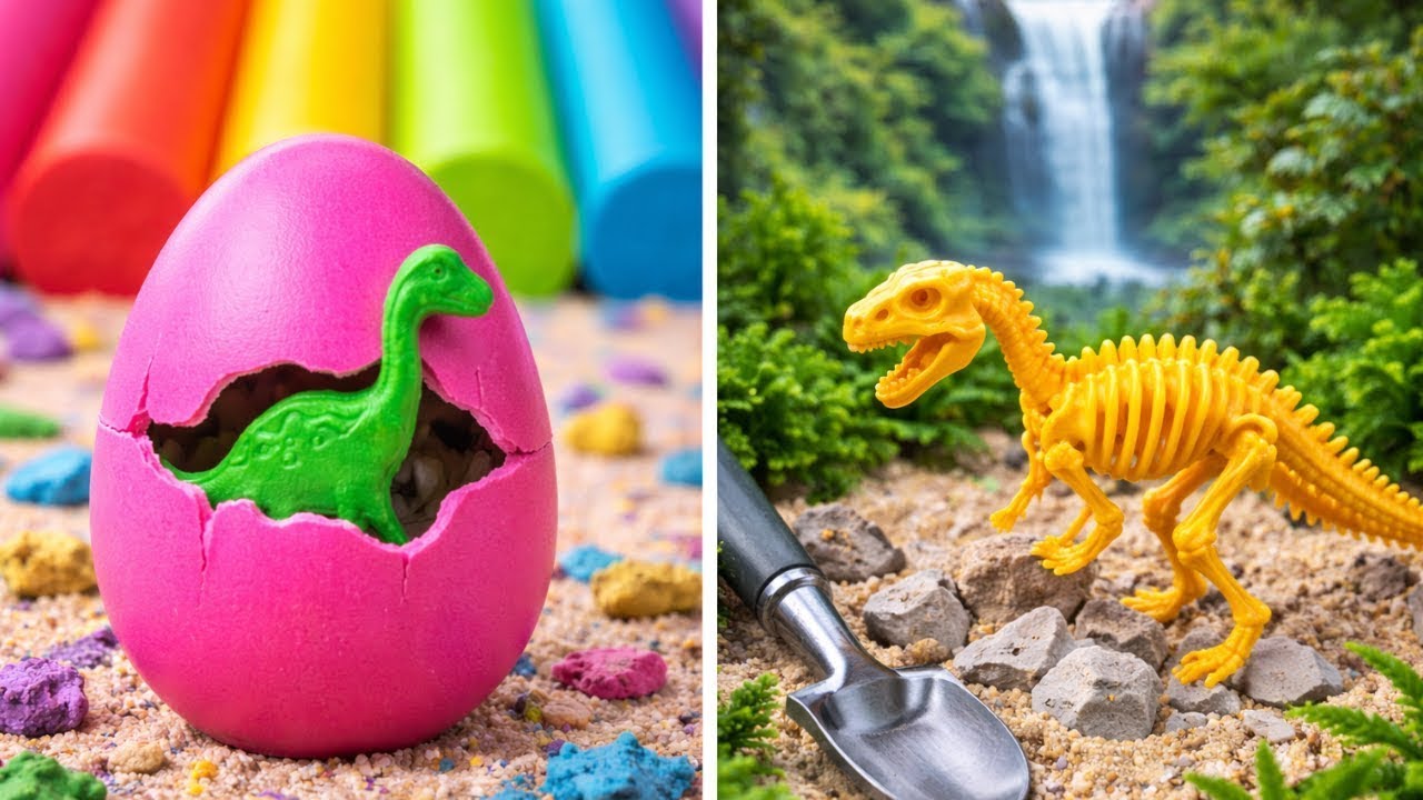 Kejutan Dino Seru 🦖🥚 Telur Kejutan, Mainan Dino, dan Petualangan Clay!