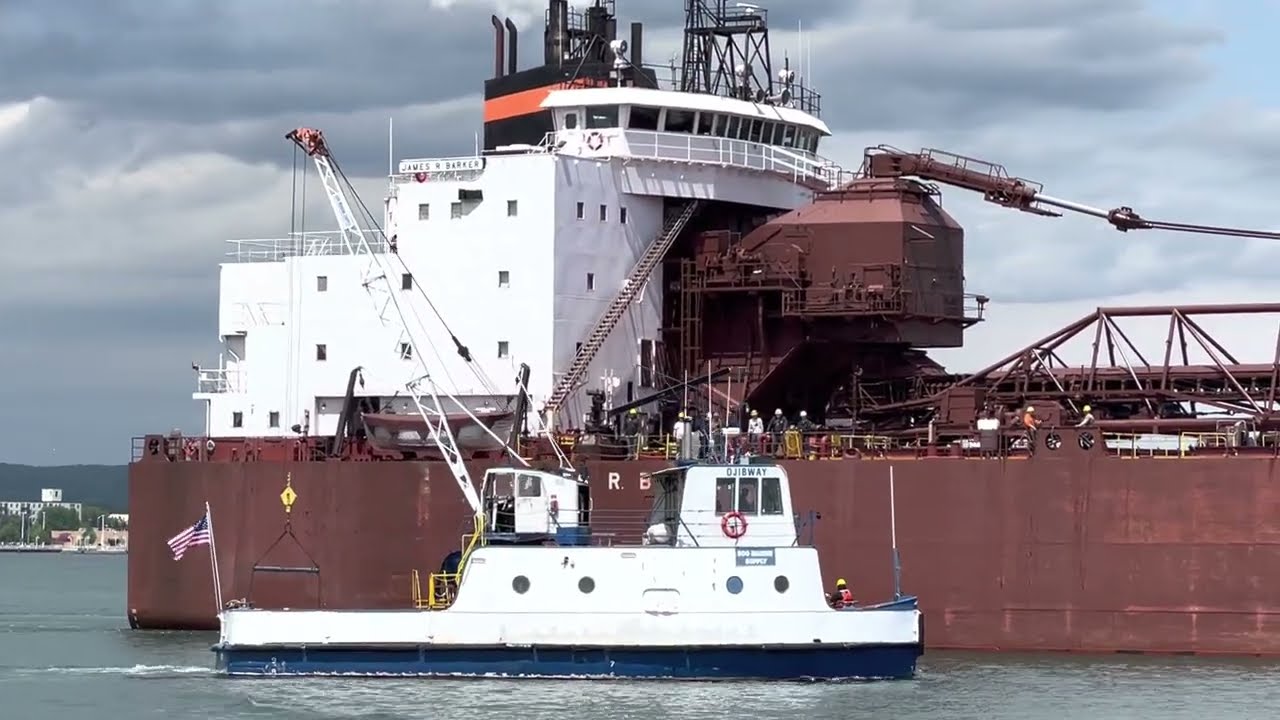 James R Barker receiving supplies in the Harbor - Sault Ste Marie 06.03.22