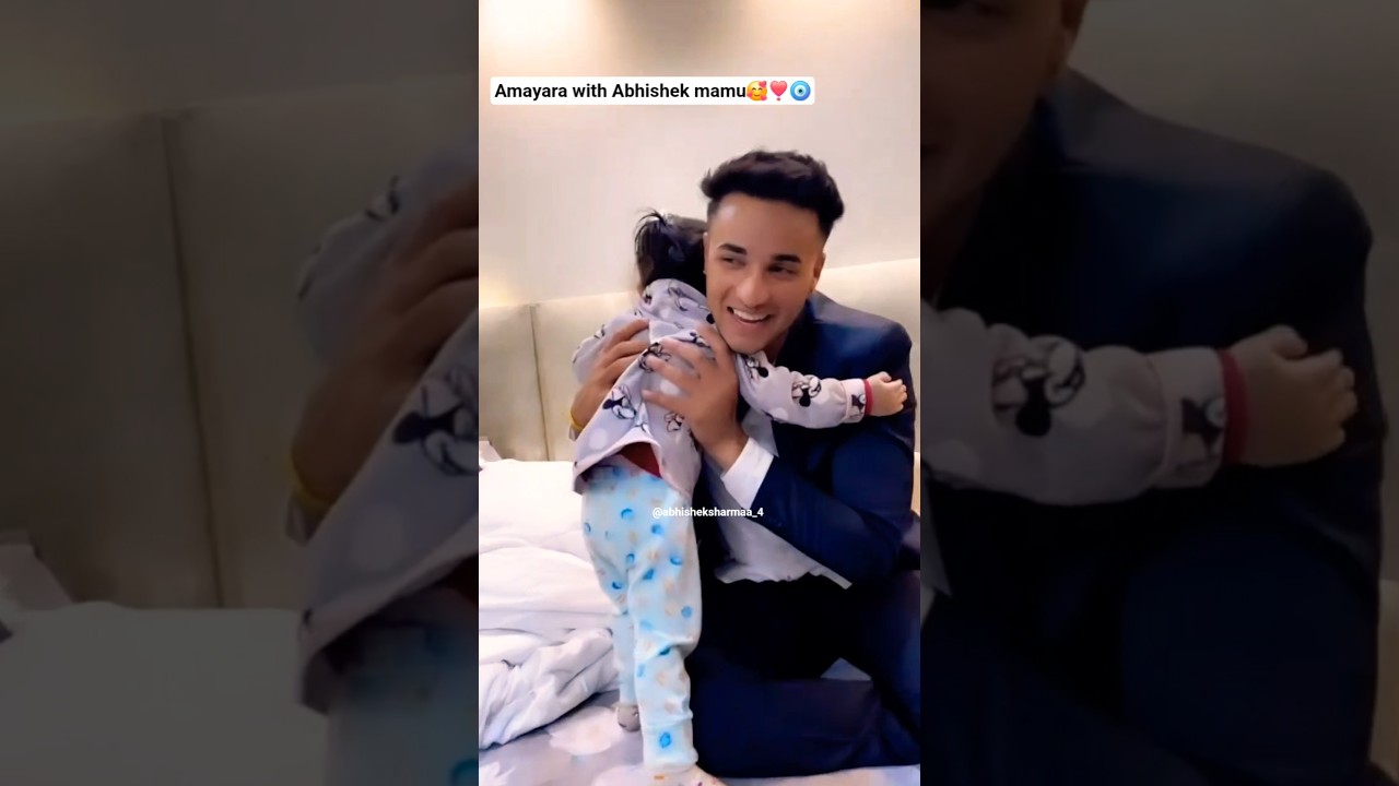 Amayara with Abhishek mamu 🥰❣️🧿 #abhisheksharma #mama #indiancricketer #cricket #srh #ytshorts