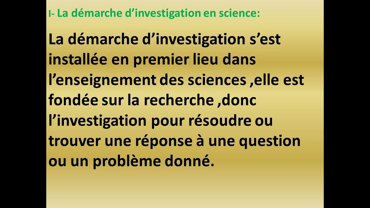Démarche d'investigation  (partie1)