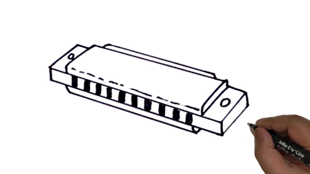 How to draw Harmonica easy and step by step.