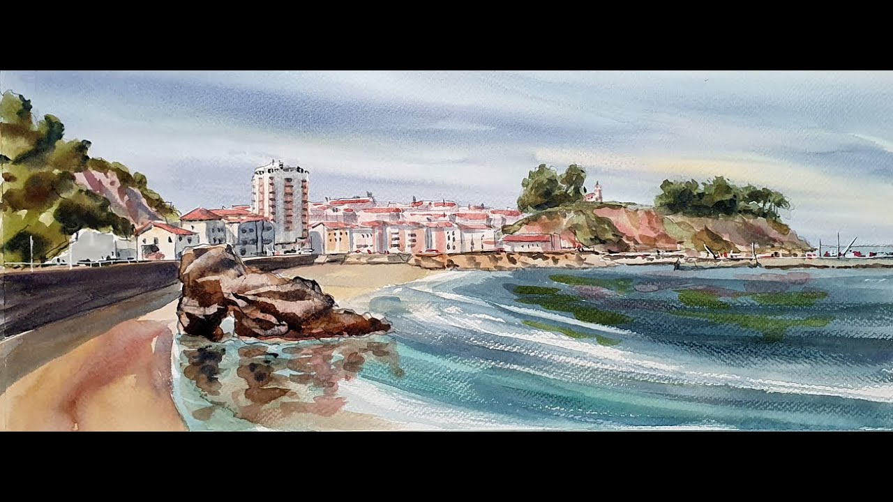 Acuarela iniciación -  8  -   Candas   -  Asturias  -   Juan Mieres