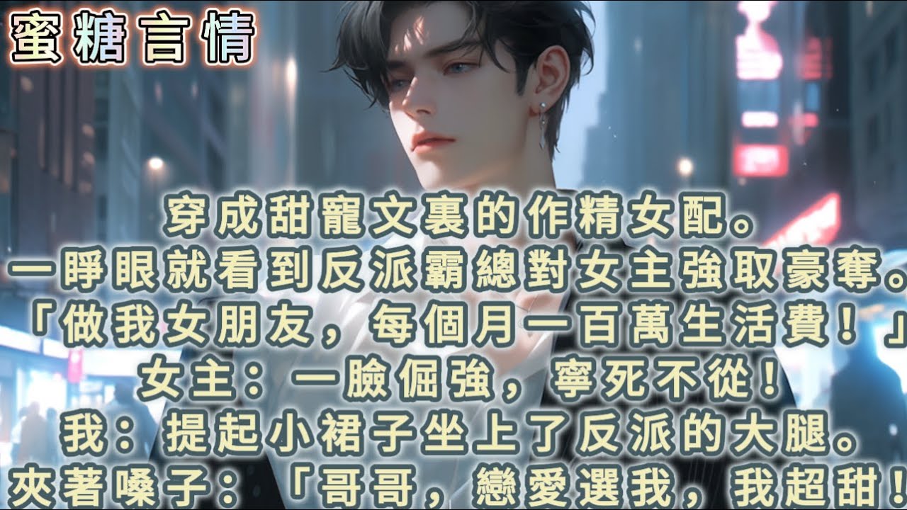 穿成甜寵文裏的作精女配。一睜眼就看到反派霸總對女主強取豪奪。「做我女朋友，每個月一百萬生活費！」女主：一臉倔強，寧死不從！我：提起小裙子坐上了反派的大腿。夾著嗓子：「哥哥，戀愛選我，我超甜！