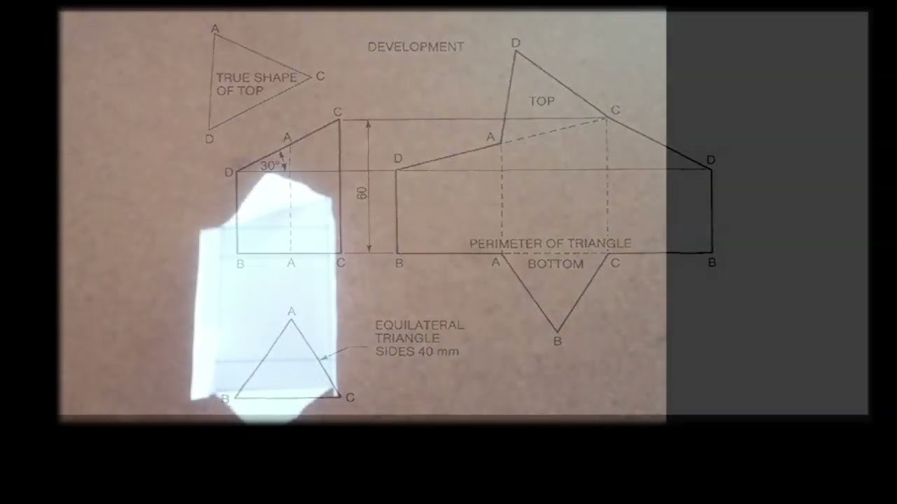 YouTube Tutorial Surface Development of Truncated Equilateral Triangular Prism