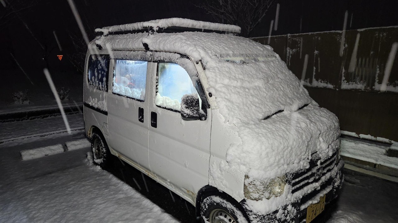 【新潟車中泊旅番外編1】風呂屋の駐車場で想定外の大雪に遭遇してそのまま車中泊してしまう真冬の雪中車中泊