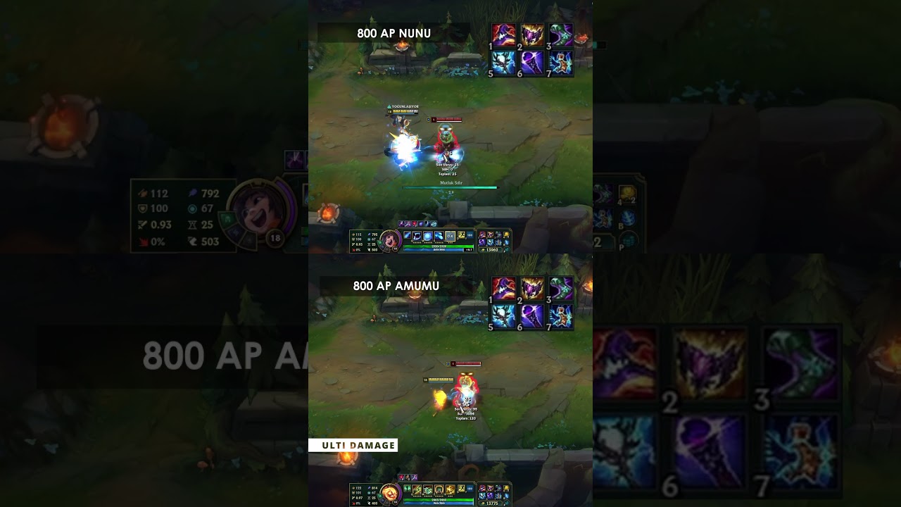 800 AP NUNU VS 800 AP AMUMU! ULT DAMAGE TEST! #leagueoflegends