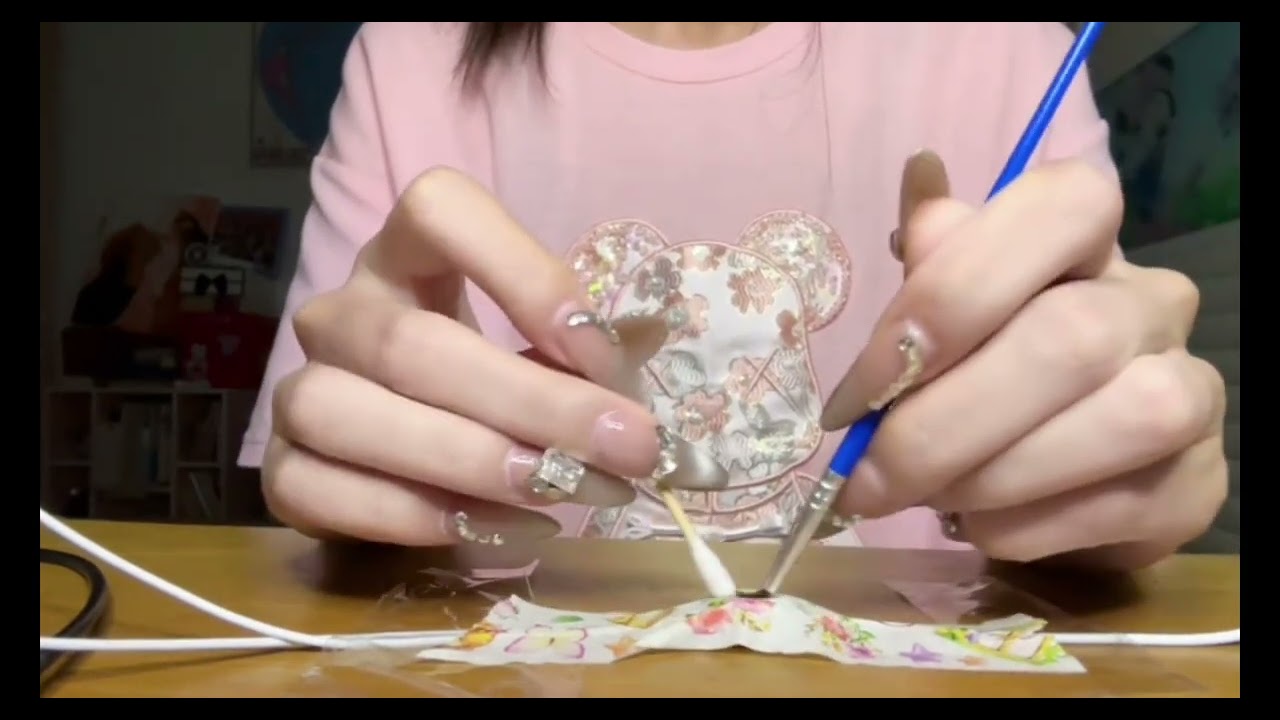 ASMR nail tapping washi tape watercolor brush comb sounds