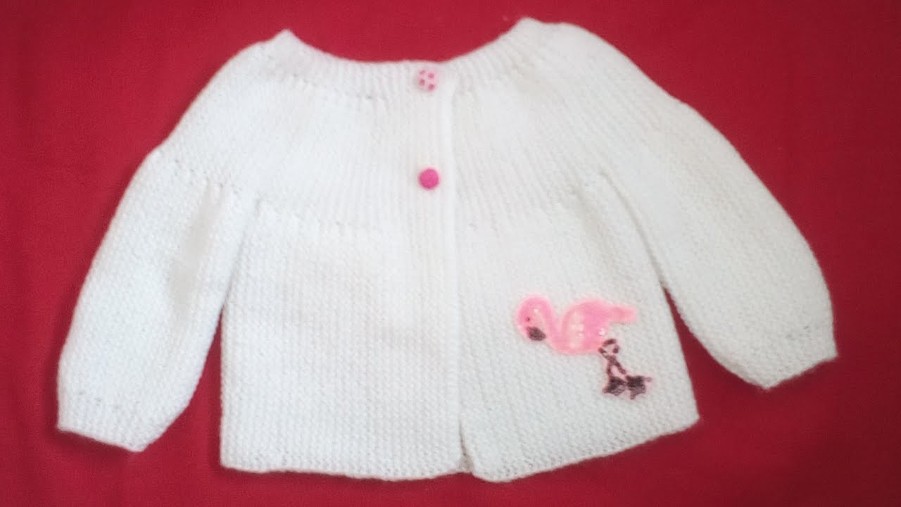Tuto tricot brassière, veste tricot bébé aux rangs raccourcis taille naissance 3 a 6 mois 01