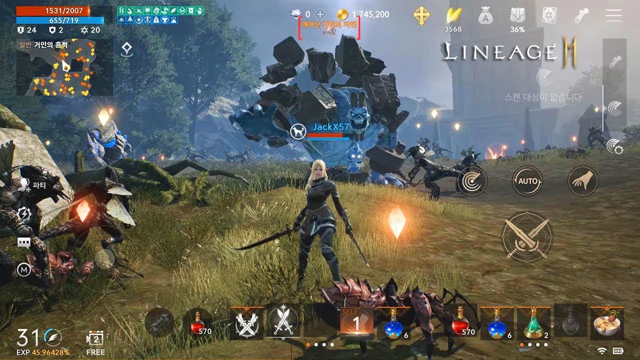 Lineage 2M - World Boss vs Dual Swords Level 32 Party Gameplay - Android/iOS 2019