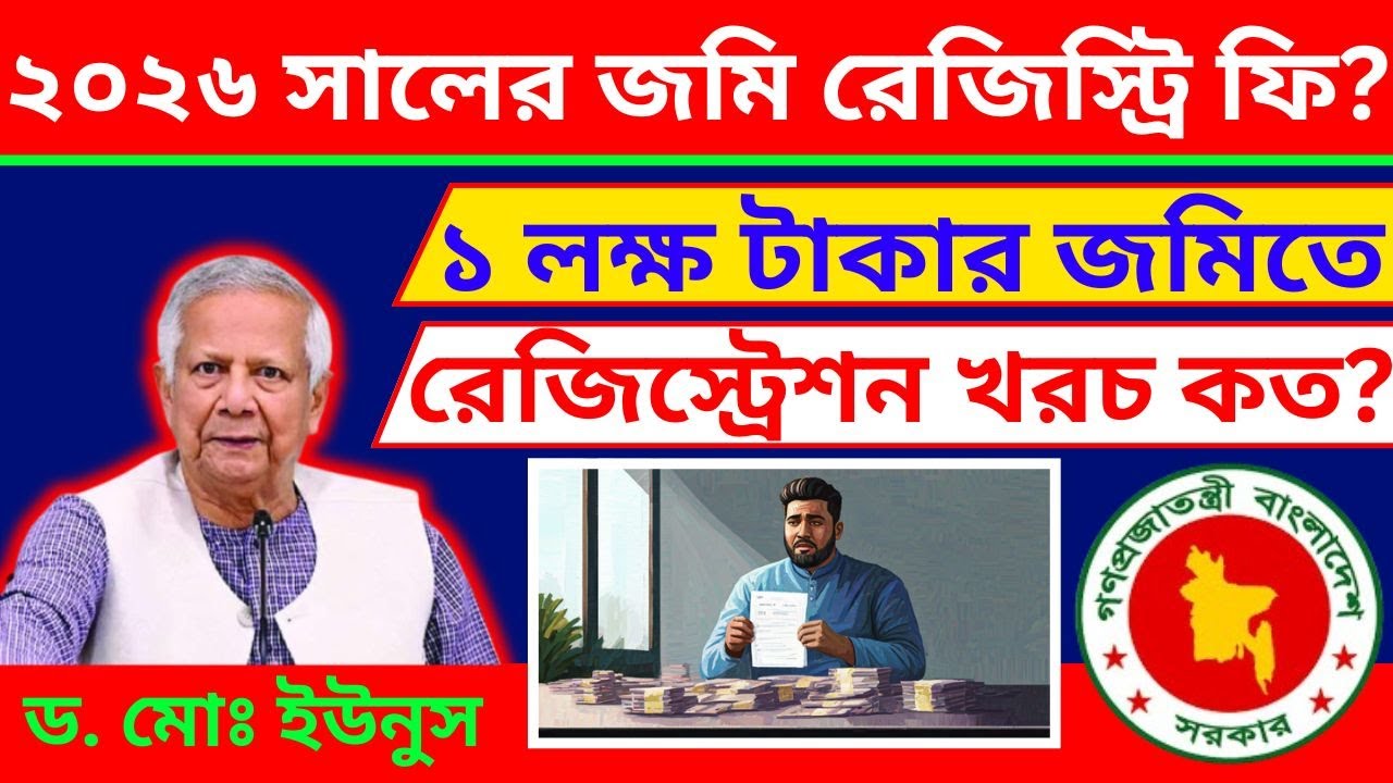 ২০২৬ সালের জমি রেজিস্ট্রেশন ফি কত? ১ লক্ষ টাকার জমি রেজিস্ট্রি করতে কত টাকা লাগবে#Land_Registration