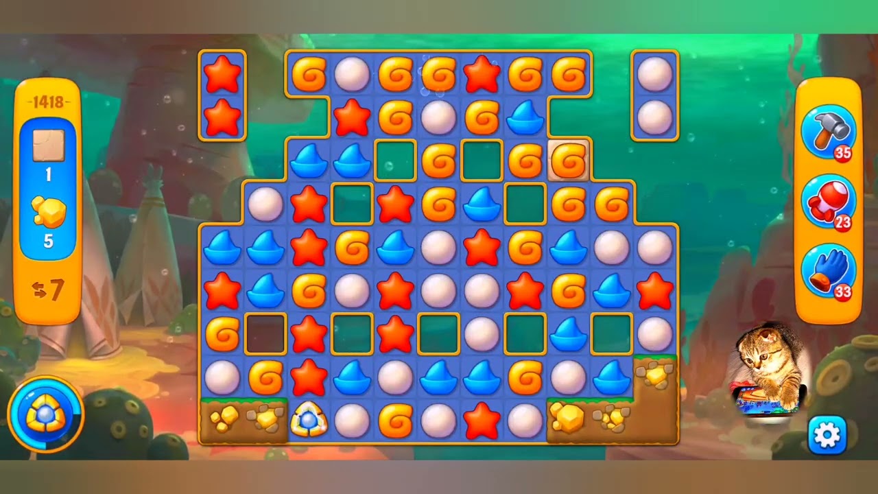 Fishdom, 1418 level,no Booster - 1418 уровень, прохождение без бустеров.