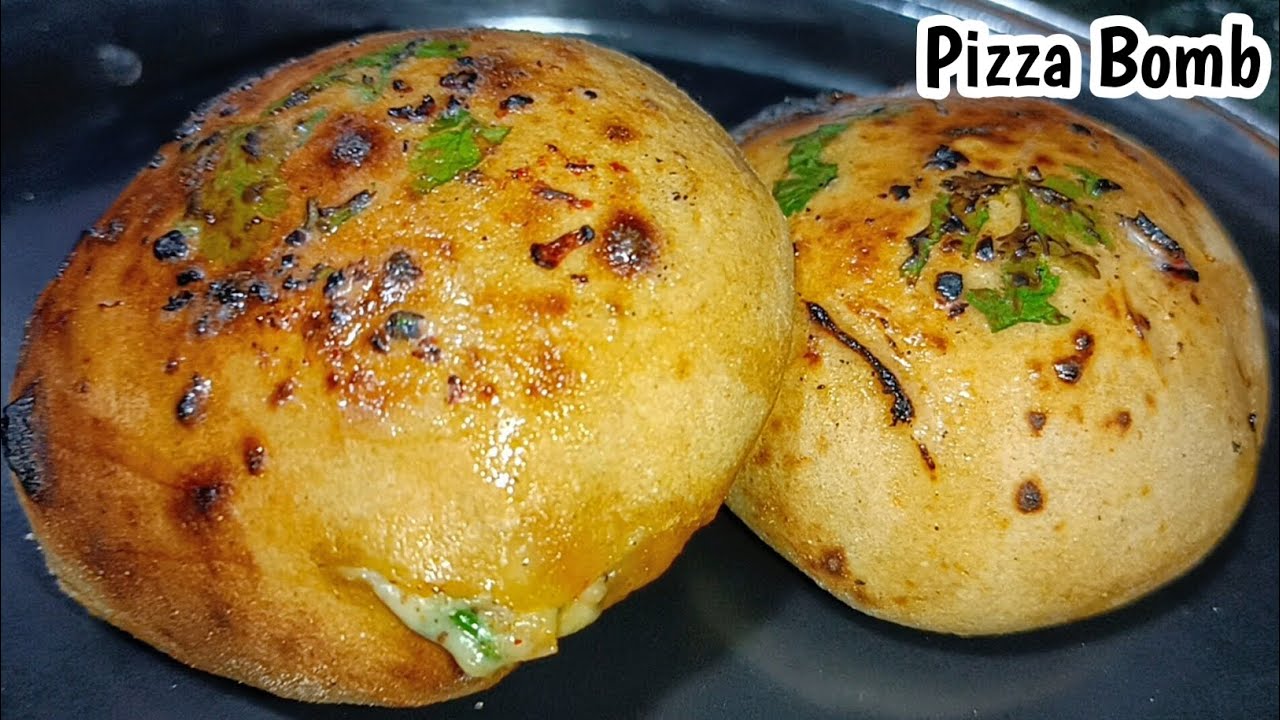 Pizza Bomb Recipe on Tawa | Cheesy Stuffed Pizza Bomb "no oven"
